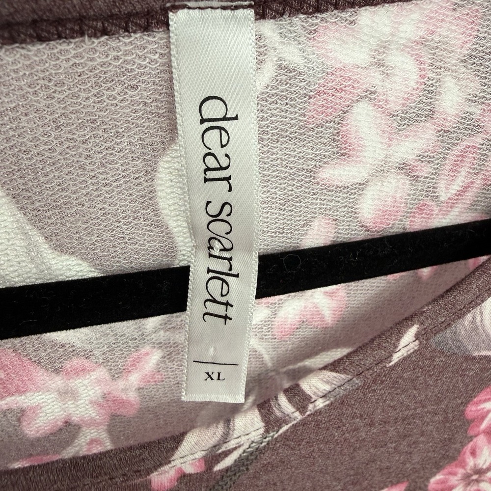 Dear Scarlett Shirt Womens XL Purple Pink Floral Knit Tunic Spring Basic Boxy - Picture 4 of 8